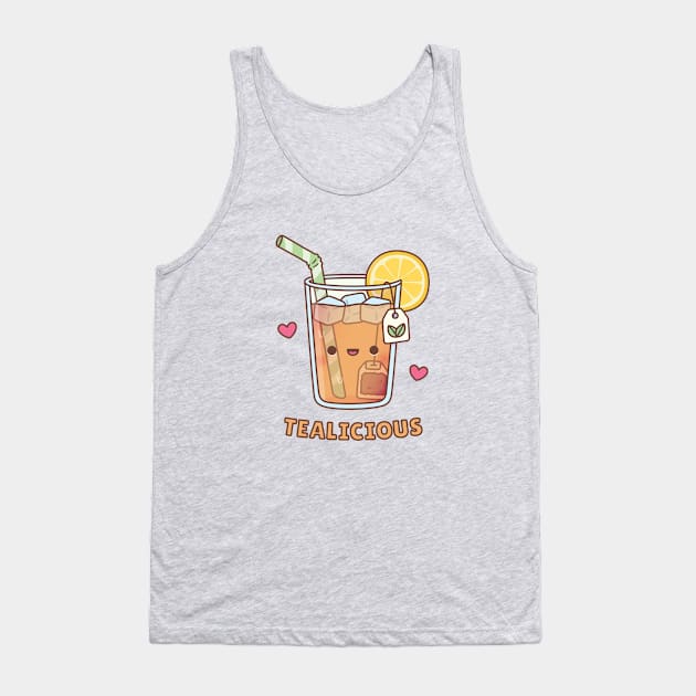 Cute Iced Lemon Tea Tealicious Pun Tank Top by rustydoodle